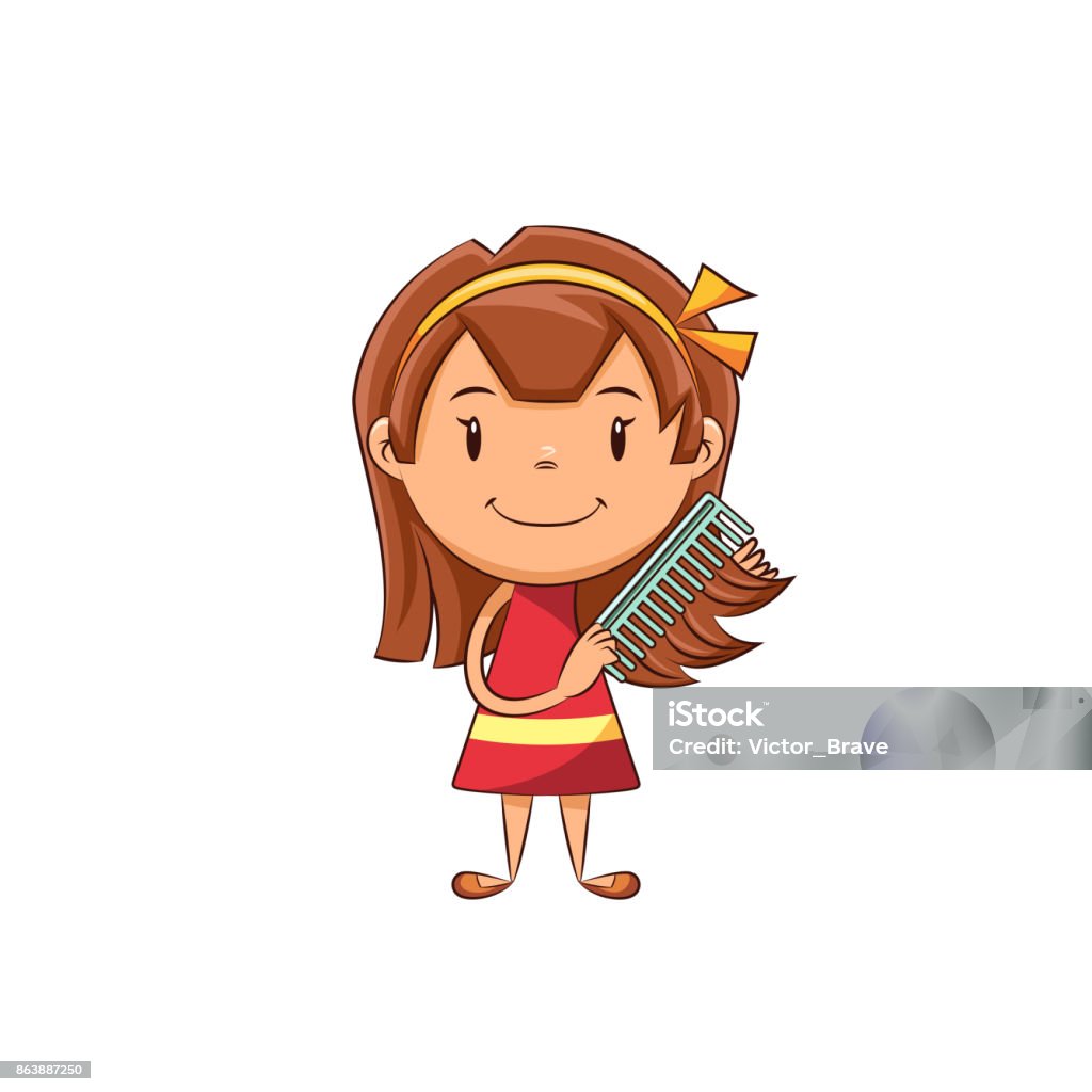 Girl Combing Hair Stock Illustration - Download Image Now - Combing, Hair,  Comb - Hair Care - iStock