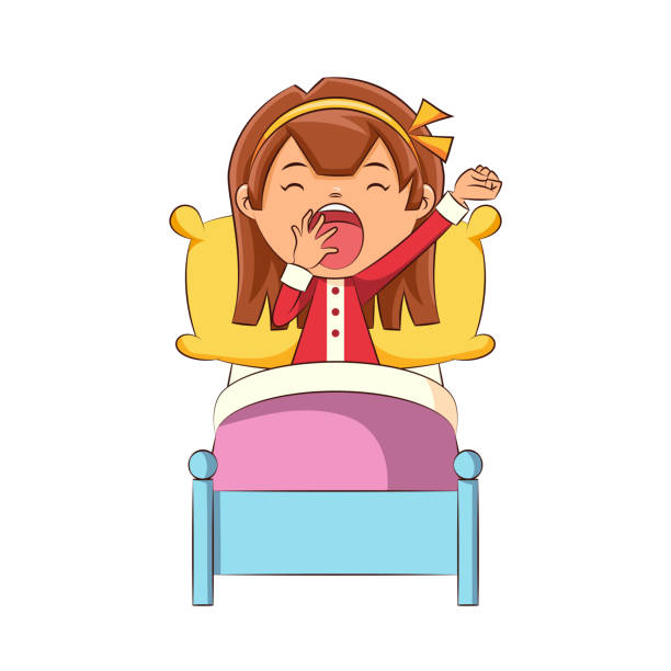 Girl Yawning In Bed Stock Illustration - Download Image Now - Girls, Tired,  Active Lifestyle - iStock