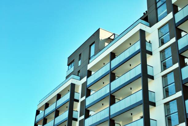 istock Modern, Luxury Apartment Building against blue sky 863909604