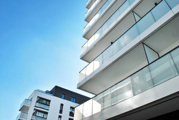 istock Modern, Luxury Apartment Building against blue sky 863910090