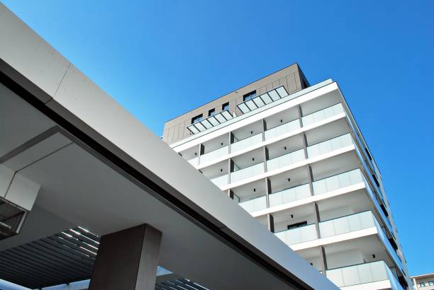 istock Modern, Luxury Apartment Building against blue sky 863910152