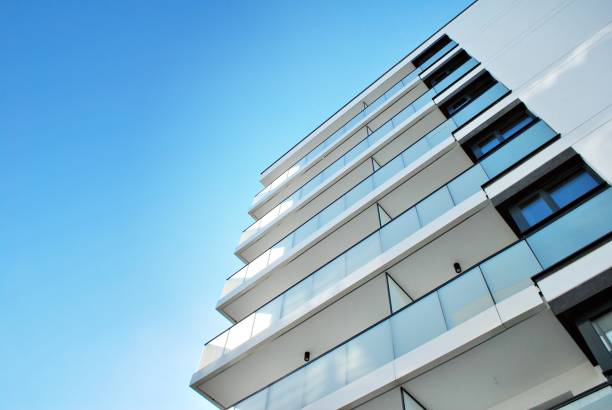 istock Modern, Luxury Apartment Building against blue sky 863910326