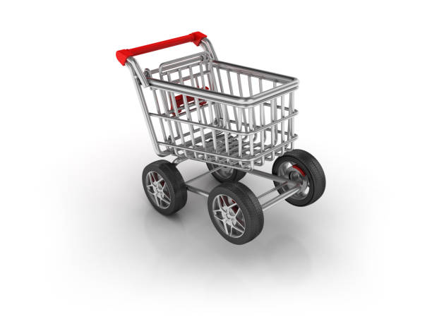 istock Shopping Cart with Car Tires - 3D Rendering 863920300