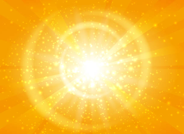 Yellow starburst background with sparkles Yellow starburst background with sparkles. Shiny sun rays vector illustration with bokeh lights yellow sunburst background stock illustrations