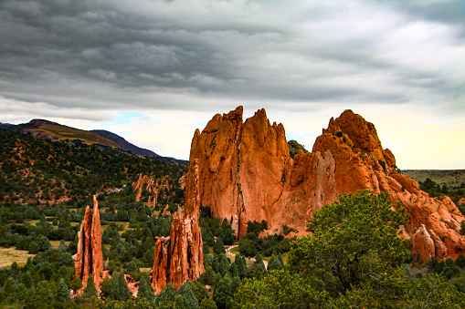 Red rock formations in the Garden of the Gods