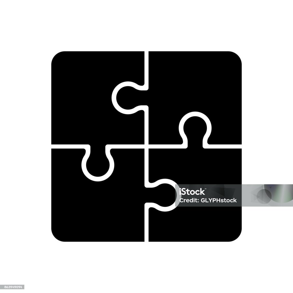 Puzzle A set of four connected puzzle piece icons in vector format. Icon Symbol stock vector