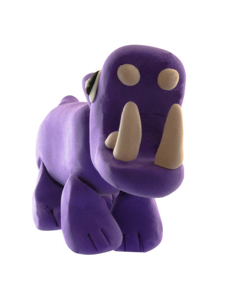 istock Purple Plasticine Hippo in open mouth show teeth action 863970010