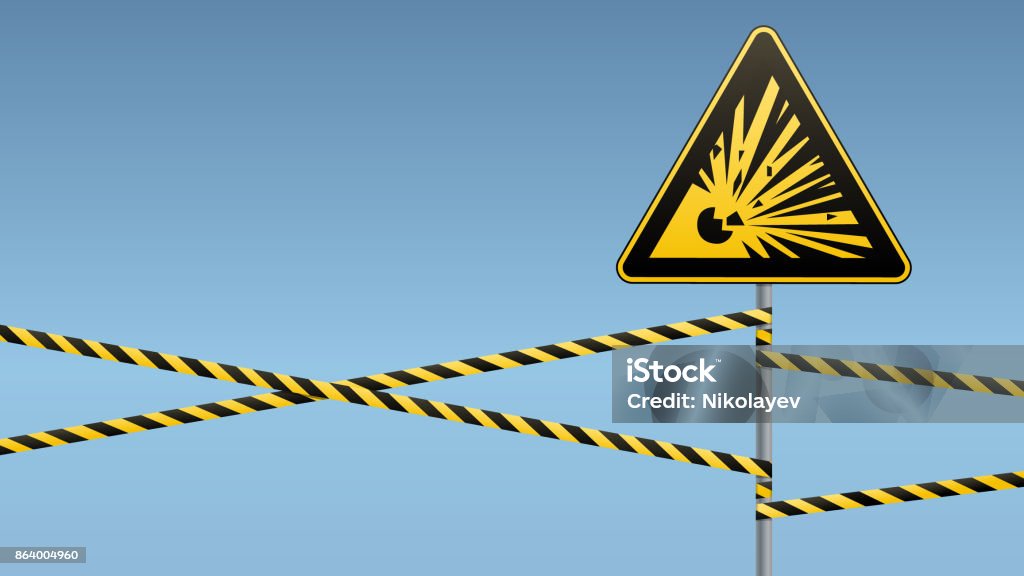 Triangular Explosive Warning Sign Caution Danger Warning Sign Safety Explosive Substances Yellow Triangle ...