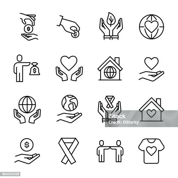 Simple Collection Of Volunteering Related Line Icons Stock Illustration - Download Image Now