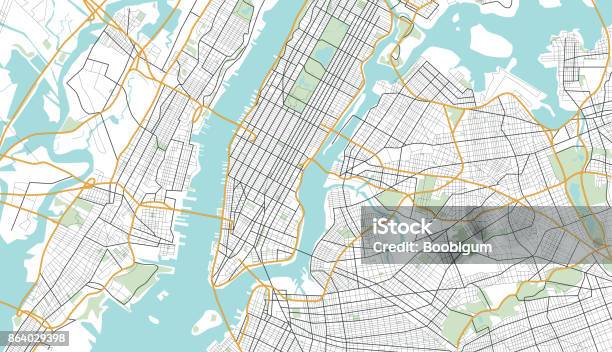 New York City Map Stock Illustration - Download Image Now - Map, New York City, Aerial View