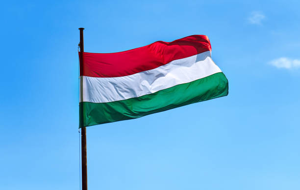 istock Hungary flag on the mast 864032784