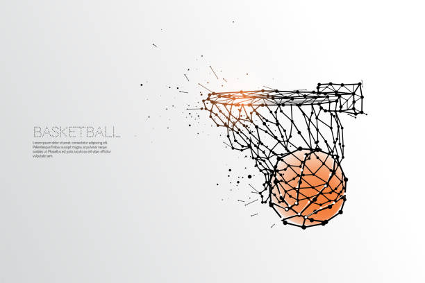 ilustrações de stock, clip art, desenhos animados e ícones de line and dot of basketball shooting. - basketball hoop basketball net backgrounds