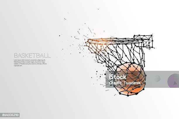 Line And Dot Of Basketball Shooting Stock Illustration - Download Image Now - Basketball - Sport, Logo, Basketball Hoop