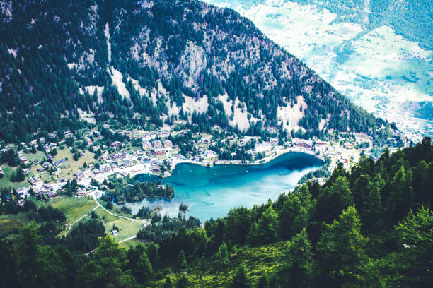 istock Majestic mountain lake in Switzerland. 864050270