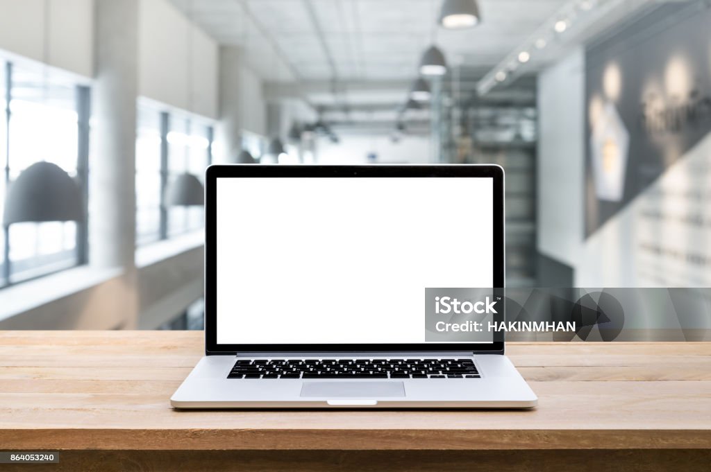 Computer,laptop with blank screen on blur modern/contemporary hall backgrounds Modern computer,laptop with blank screen on blur modern/contemporary hall backgrounds Laptop Stock Photo