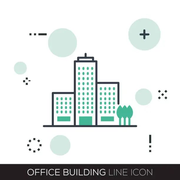 Vector illustration of OFFICE BUILDING LINE ICON