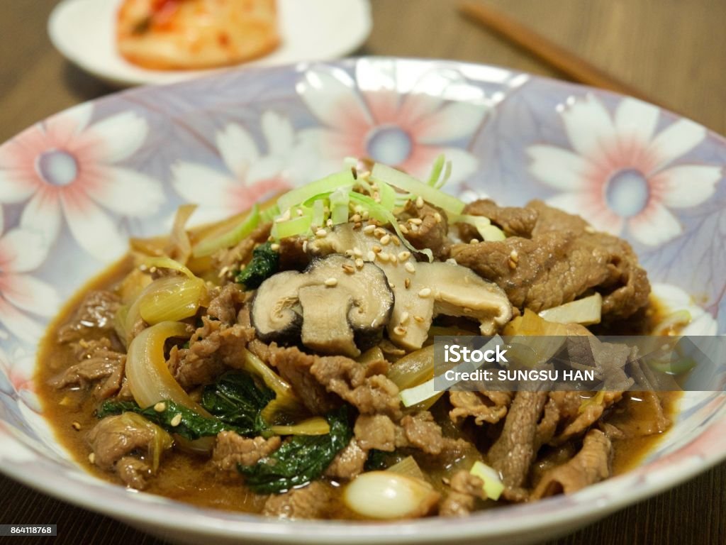 Korean food Bulgogi OLYMPUS DIGITAL CAMERA Asia Stock Photo