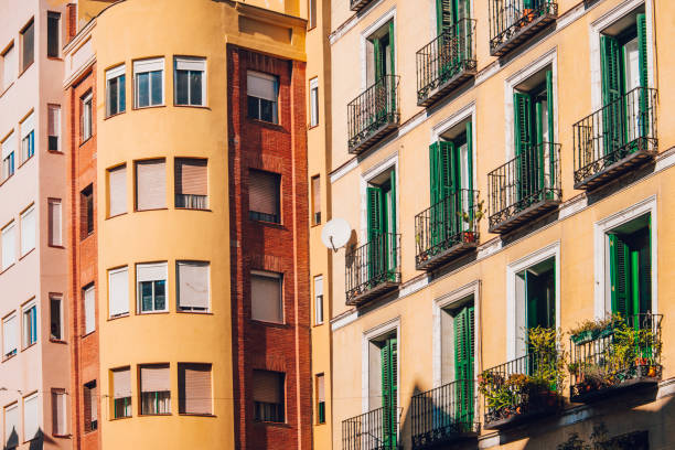 istock Colorful apartment buidlings. 864123750