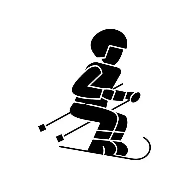 Vector illustration of skier  icon, vector illustration, sign on isolated background
