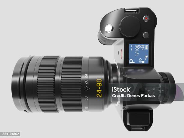 Camera With Optical Lens Top View Stock Photo - Download Image Now - 2K Resolution, 4K Resolution, Accuracy