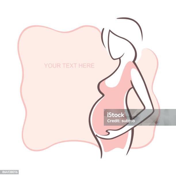 Pregnant Woman In A Dress Young Girl Mother Medical Bulletin Vector Illustration The Form For The Text Flyer Banner Poster For Design Stock Illustration - Download Image Now