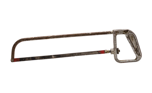 istock Vintage metal hacksaw isolated on white 864138348