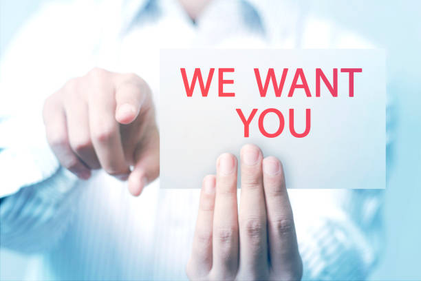 We want you placard stock photo