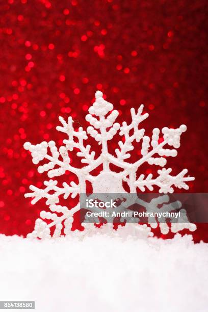 Christmas Composition Of Christmas Tree Toys On A Red Background Stock Photo - Download Image Now