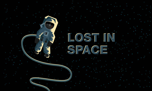 stockillustraties, clipart, cartoons en iconen met astronaut in de ruimte. verloren in de ruimte. platte concept illustratie. - pakjesavond