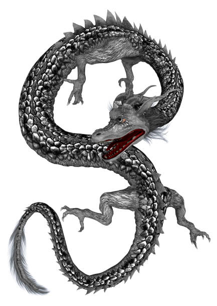 istock 3D rendering red fantasy eastern dragon on white 864145926