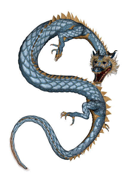 istock 3D rendering red fantasy eastern dragon on white 864145956