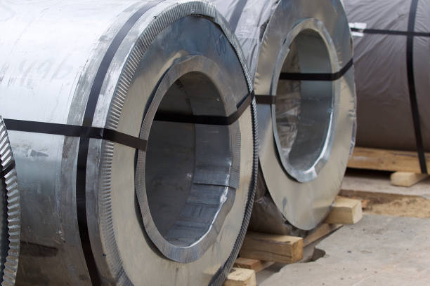 istock Rolls of cold-rolled galvanized steel with polymer coating 864161968