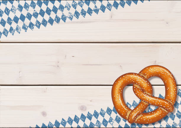 옥 토 버 페스트 배경 [나무 보드에 꽈 배기] - pretzel german culture food salt stock illustrations