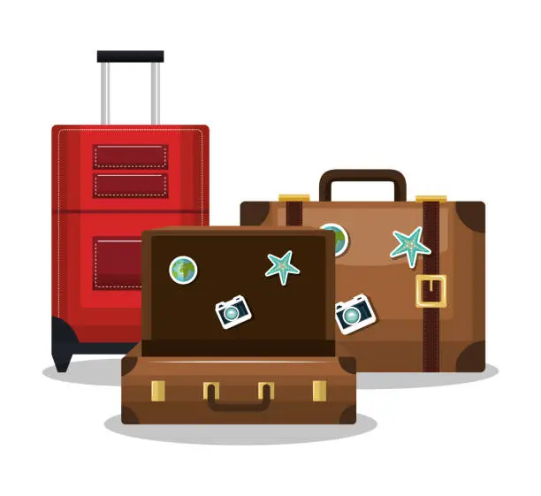 Vector illustration of travel three suitcase vacation design