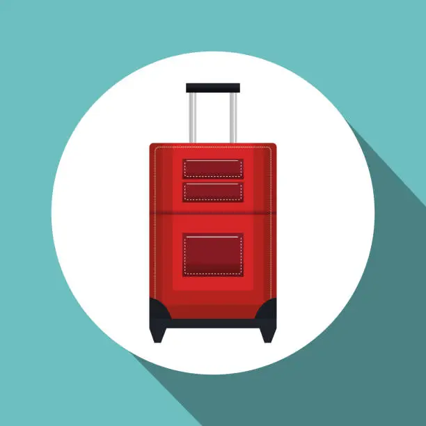 Vector illustration of travel suitcase red vacation design