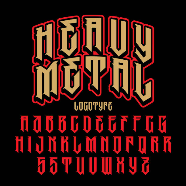 Brutal font Heavy metal alphabet. Brutal font. Typography for labels, headlines, posters etc. heavy metal stock illustrations