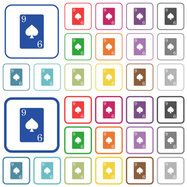 フラット カラー アイコンを概説 9 スペードのカードの - nine of spades点のイラスト素材／クリップアート素材／マンガ素材／アイコン素材