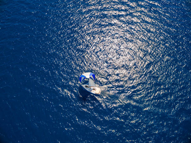 istock Sailing with sailboat, view from drone 864178248