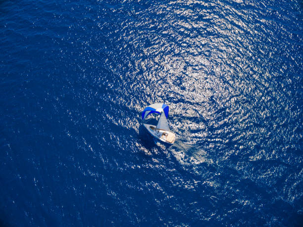 istock Sailing with sailboat, view from drone 864178634