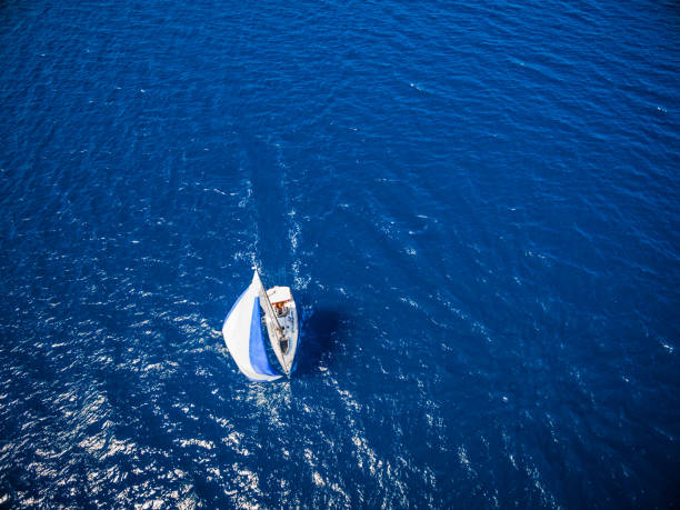 istock Sailing with sailboat, view from drone 864179474