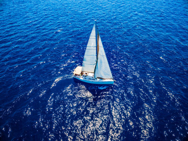 istock Sailing with sailboat, view from drone 864179864