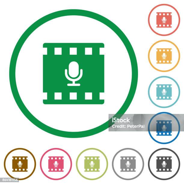 Movie Voice Flat Icons With Outlines Stock Illustration - Download Image Now - Applying, Arts Culture and Entertainment, Blue