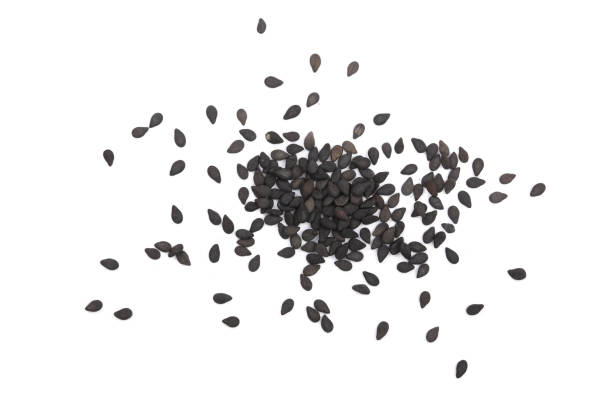 istock Black sesame seeds isolated on white background top view 864197454