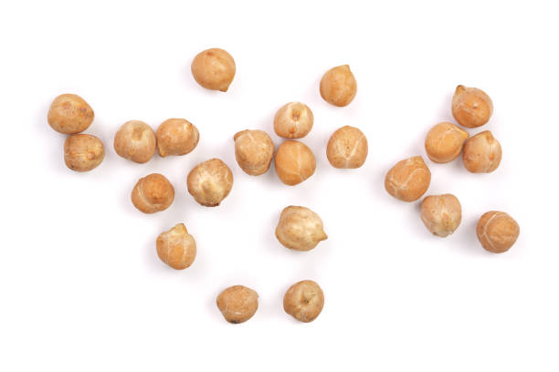 istock Dry raw organic chickpeas isolated on white background. Top view 864197822