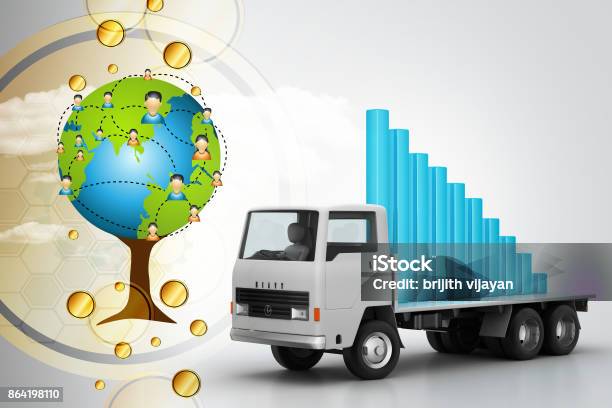 Transportation Of Business Graph In Truck Stock Photo - Download Image Now - Abstract, Banking, Business