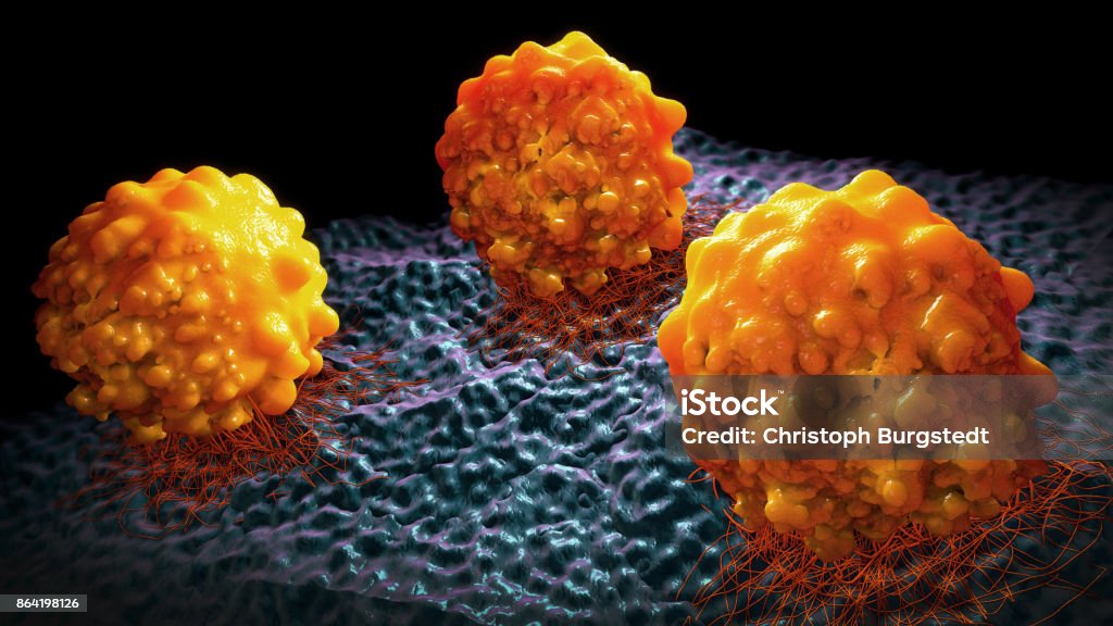 3d illustration of cancer cells Lymphoma Stock Photo