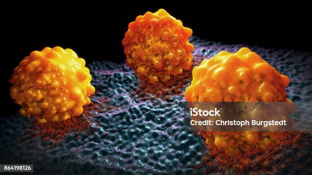 3d Illustration Of Cancer Cells Stock Photo - Download Image Now - Lymphoma, Biological Cell, Metastasis