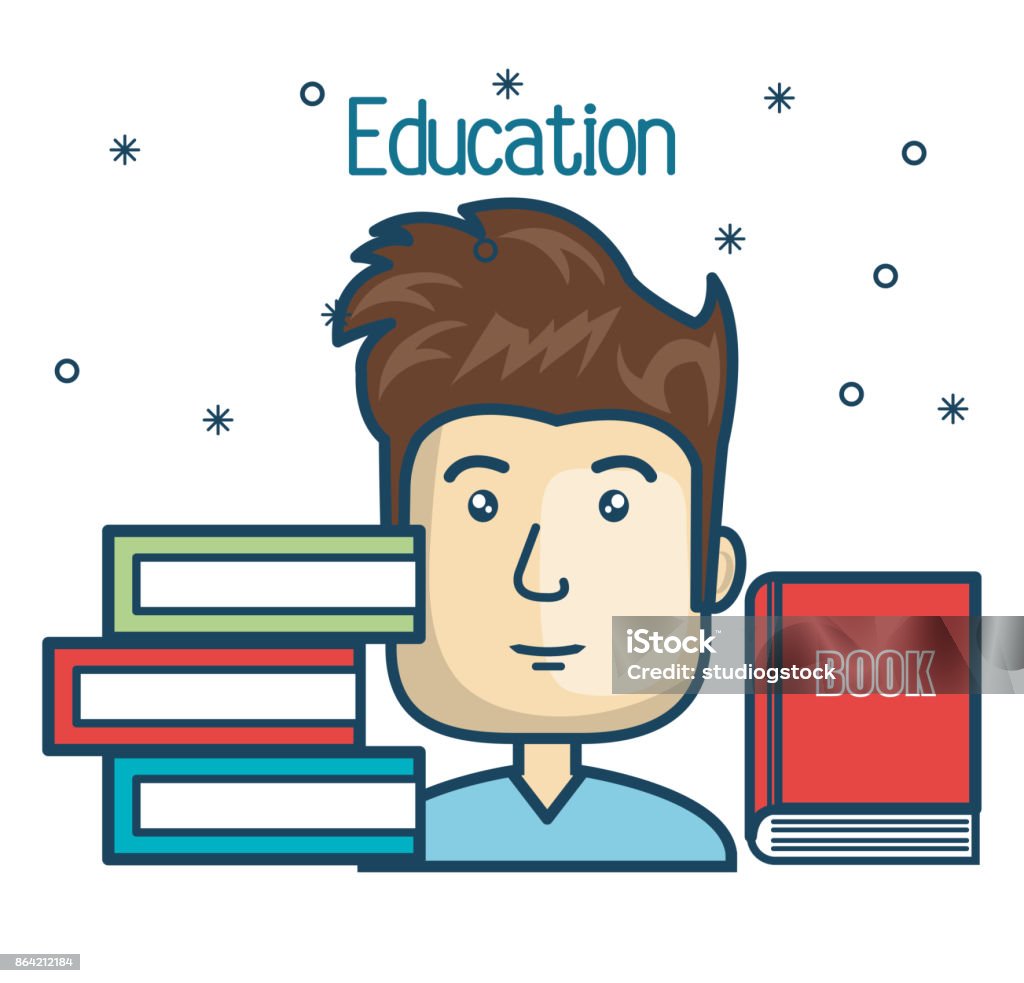 Cartoon Student Education Books Read Design Stock Illustration - Download  Image Now - Adult, Adults Only, Blue - iStock