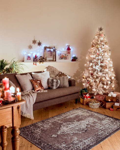 istock Nordic Christmas with a White Christmas Tree 864241686