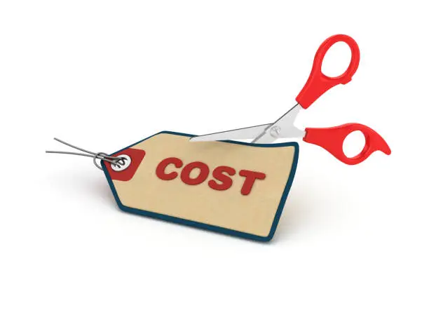 Photo of Cost Shopping Tag with Scissors - 3D Rendering